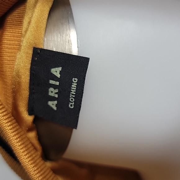 ARIA Clothing  Gold/ Black Trim Cuff and Hem Varsity Jacket - Picture 3 of 10